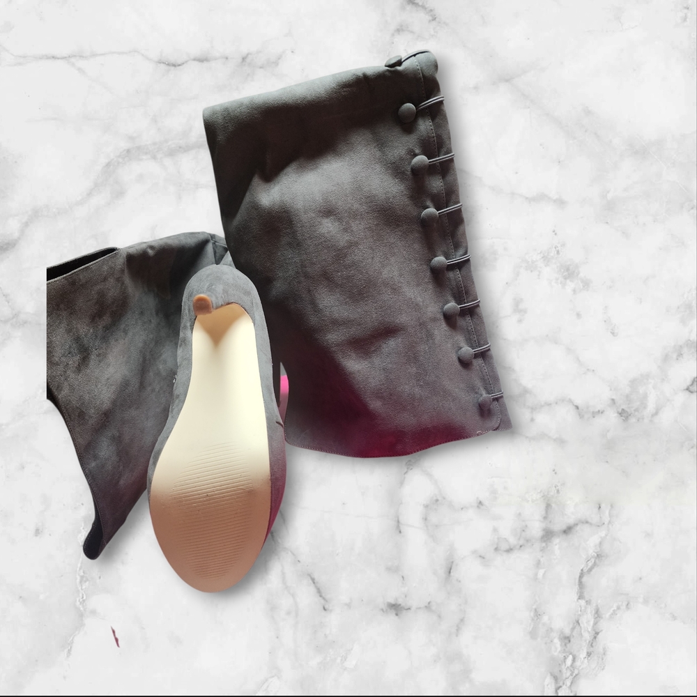 Addilyn, Over-the-Knee Stiletto Heel Dark Grey Boots - Picture 9 of 11